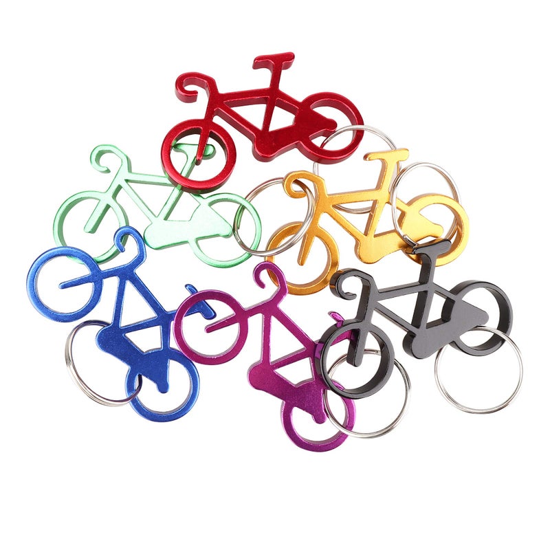 SWATOM Bicycle Bottle Opener with Keychain Key Tag Chain Ring Accessories 6PCSâ€¦ - Image 1